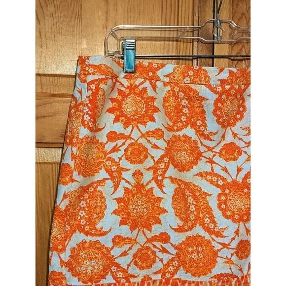Michael Kors MIni Stretch Cotton Pencil Skirt Clementine Paisley - Picture 3 of 11